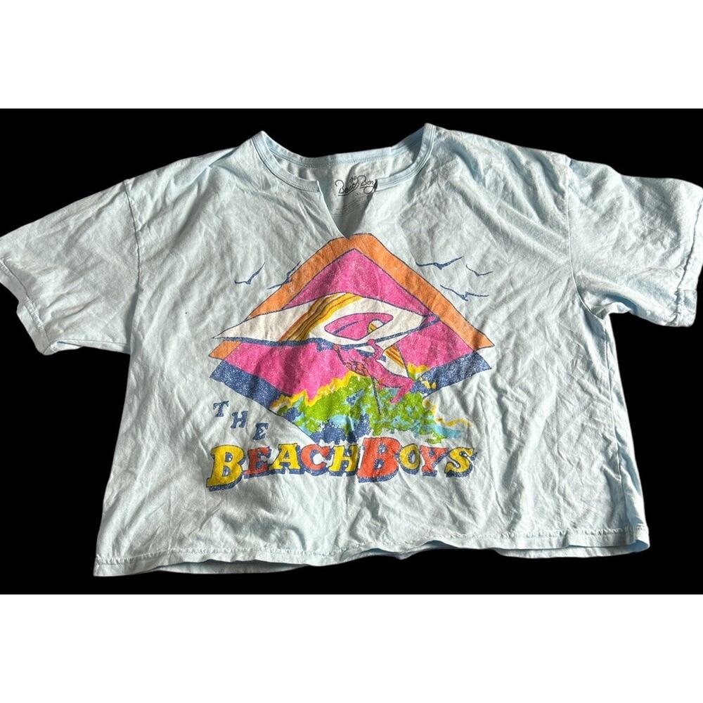 The Beach Boys Women’s Cropped T Shirt Size XL Blue V Neck